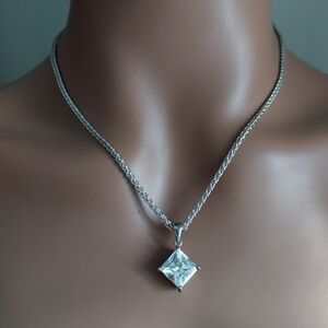 Sterling Silver Necklace with Square Pendant